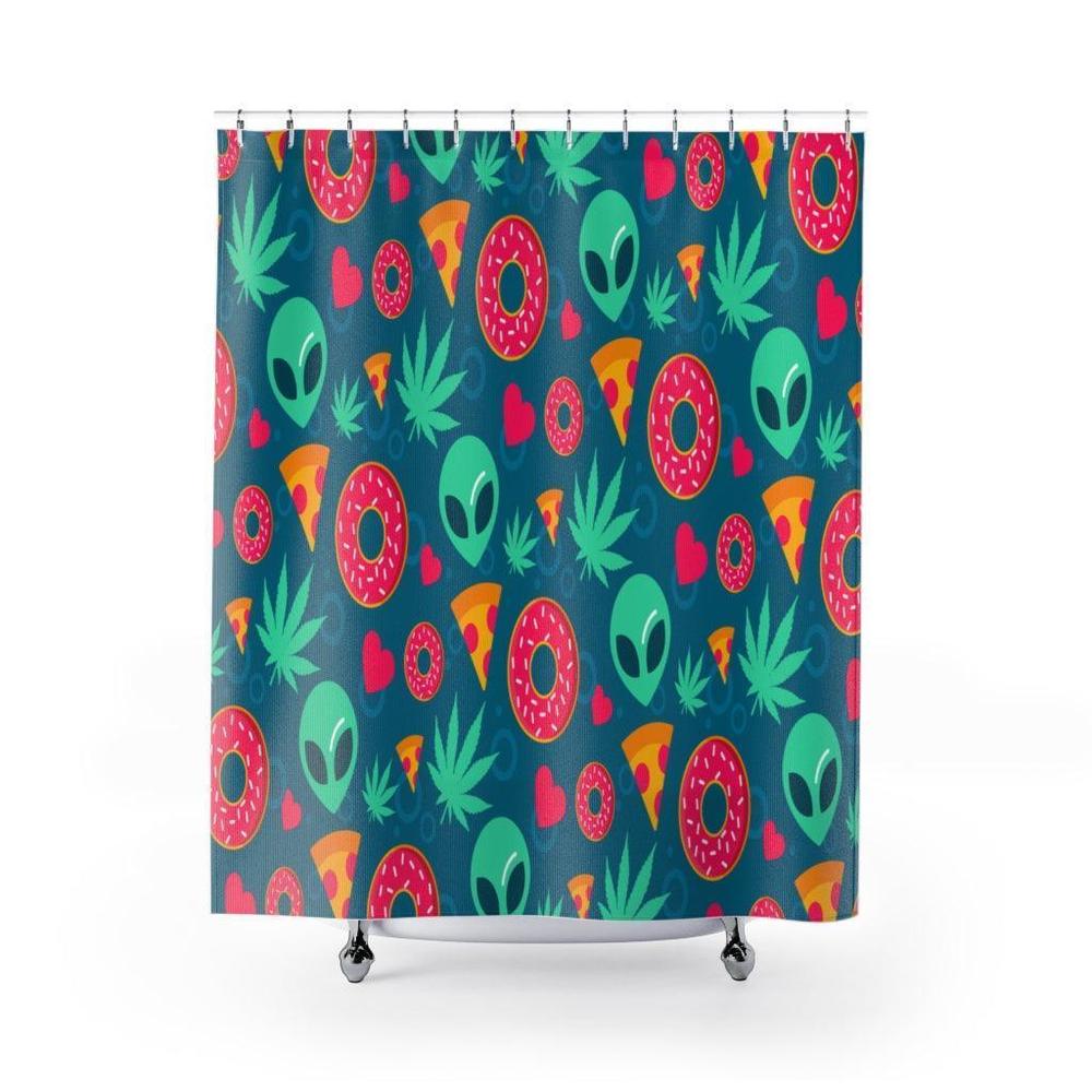Cute Alien Pattern Stylish Design 71" x 74" Elegant Waterproof Shower Curtain fo